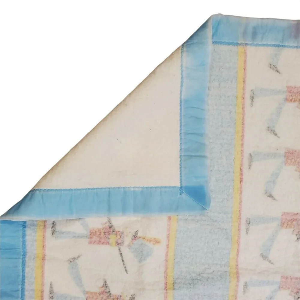 VTG Toy Soldier Acrylic Baby Blanket‎ Blue Nylon